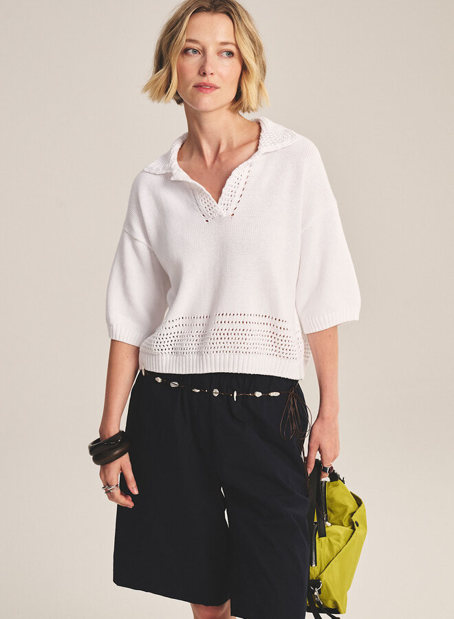 Tricot Velvet Winslow à manches courtes en coton blanc