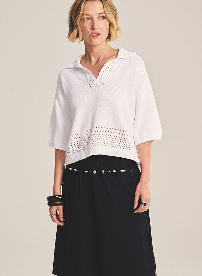 Tricot Velvet Winslow à manches courtes en coton blanc