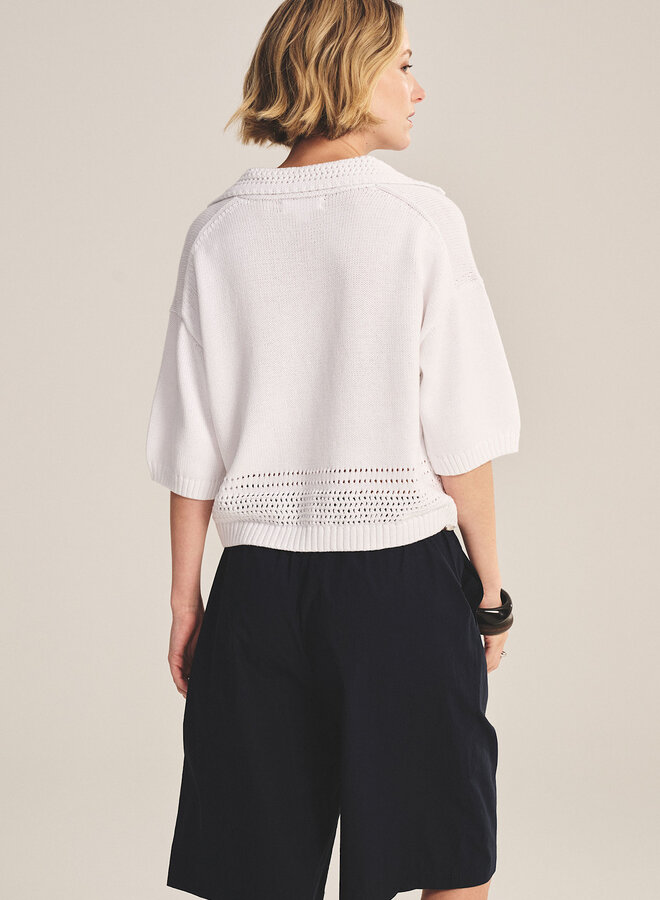 Tricot Velvet Winslow à manches courtes en coton blanc