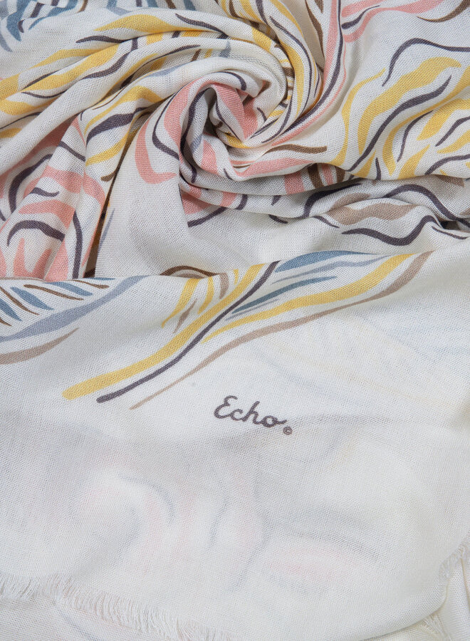 Foulard carré Echo Gestural Rose crème fleuri rose pâle & jaune