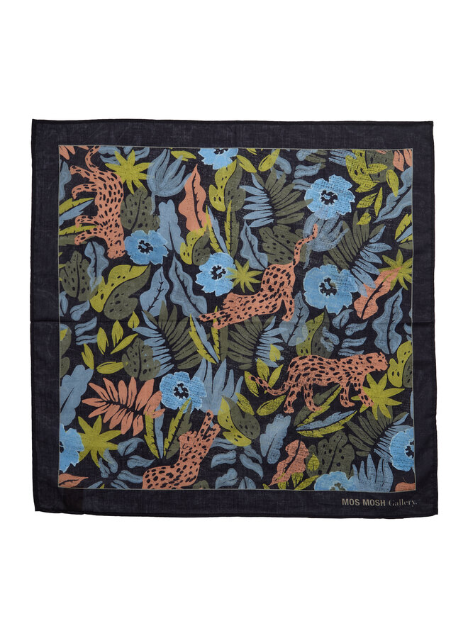 Foulard de cou Mos Mosh Gallery Wild bleu marine imprimé rose, bleu multi