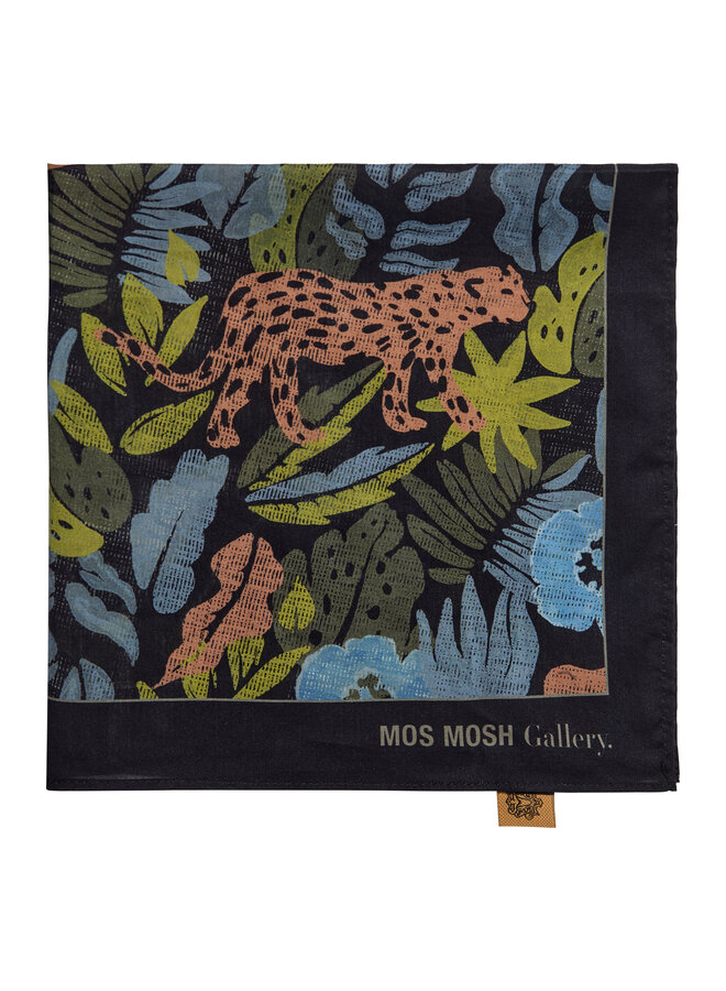 Foulard de cou Mos Mosh Gallery Wild bleu marine imprimé rose, bleu multi