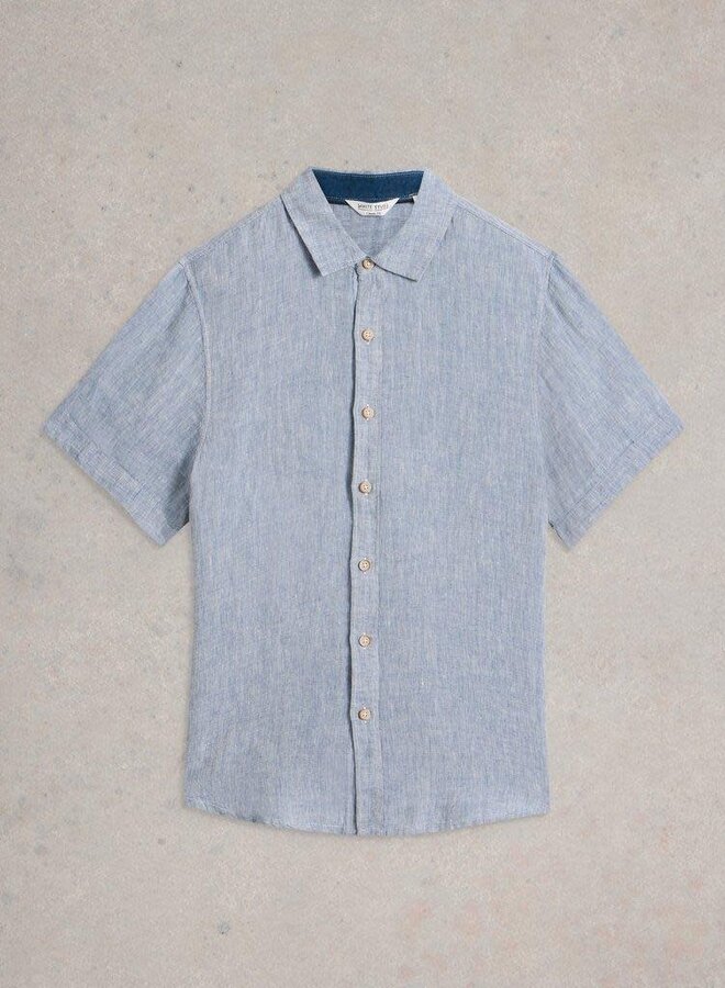 Chemise White Stuff Keswick en lin à manches courtes bleu chambray