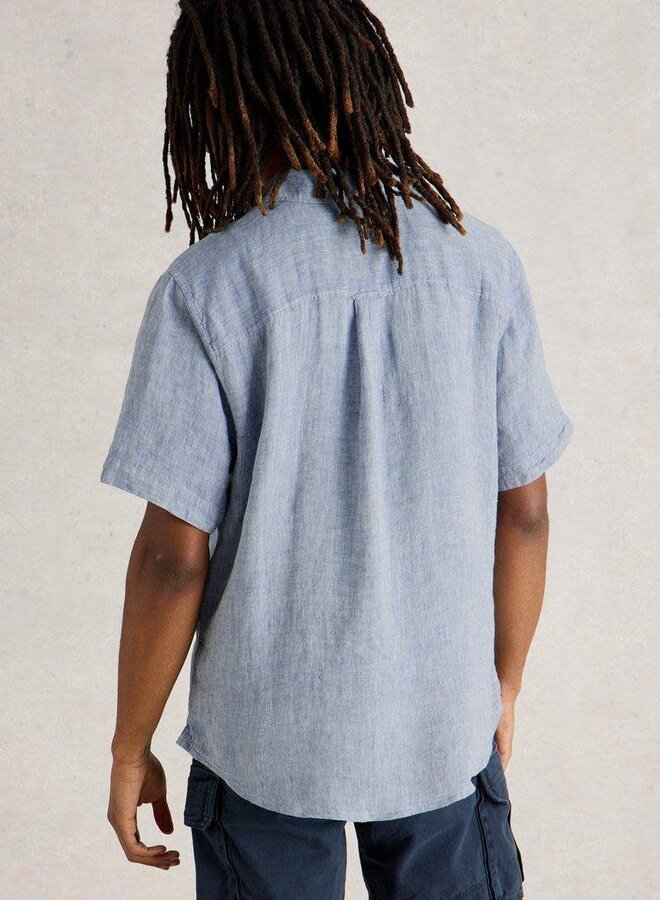 Chemise White Stuff Keswick en lin à manches courtes bleu chambray
