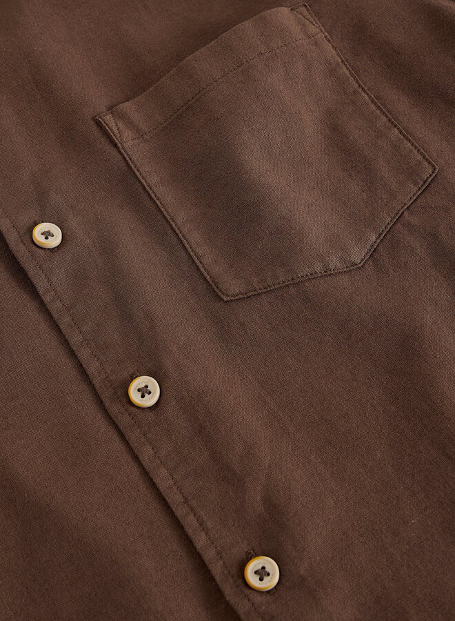 Chemise White Stuff Ely en lin à manches courtes brune