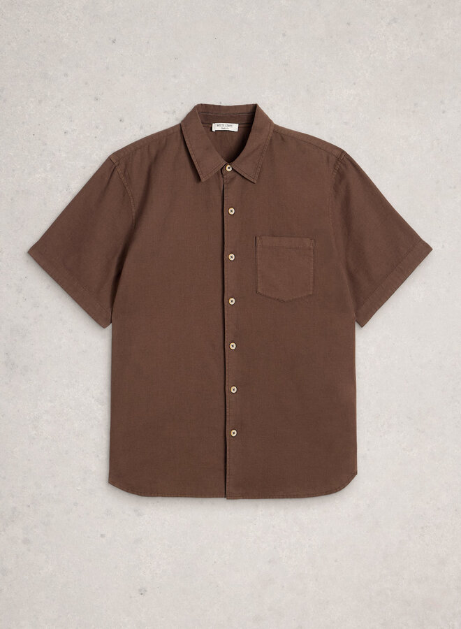 Chemise White Stuff Ely en lin à manches courtes brune