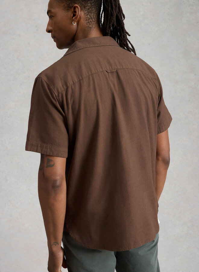 Chemise White Stuff Ely en lin à manches courtes brune