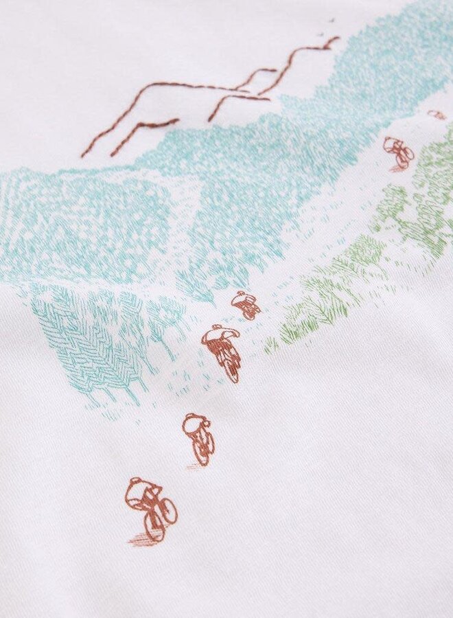 T-shirt White Stuff Abersoch Pedal blanc imprimé montagne & vélos