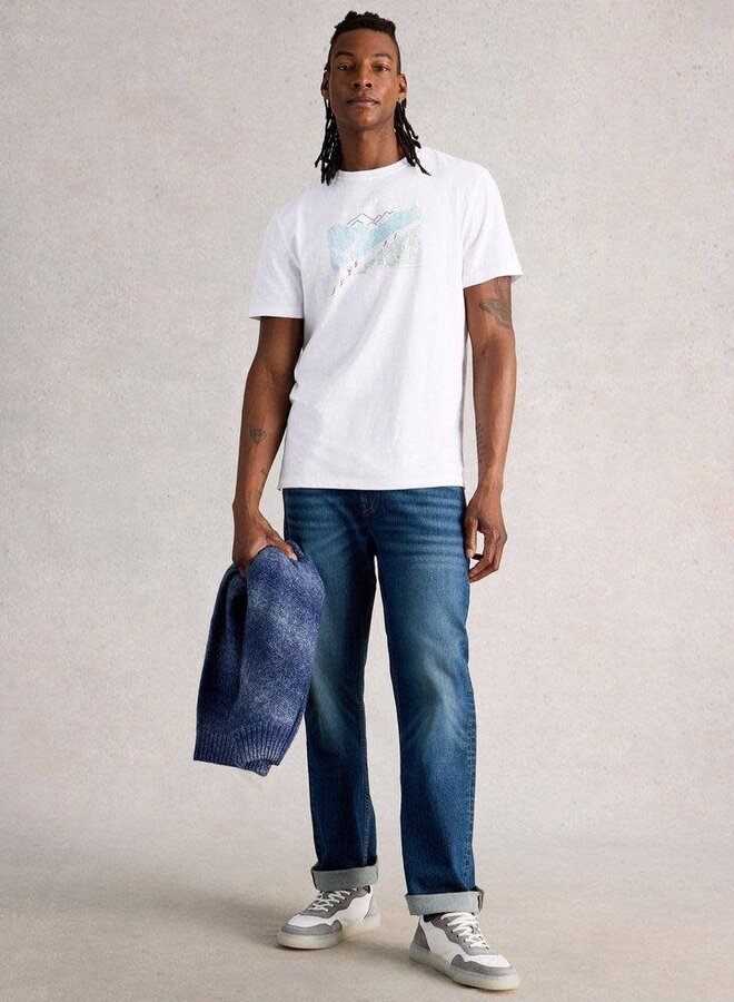 T-shirt White Stuff Abersoch Pedal blanc imprimé montagne & vélos