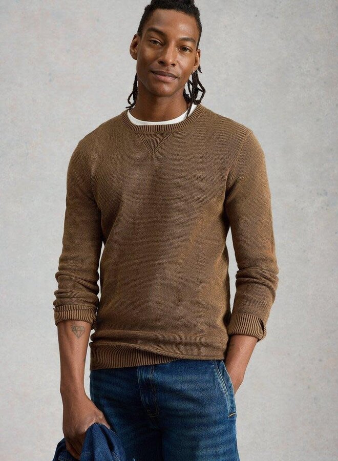 Tricot White Stuff Attadale à col rond brun camel