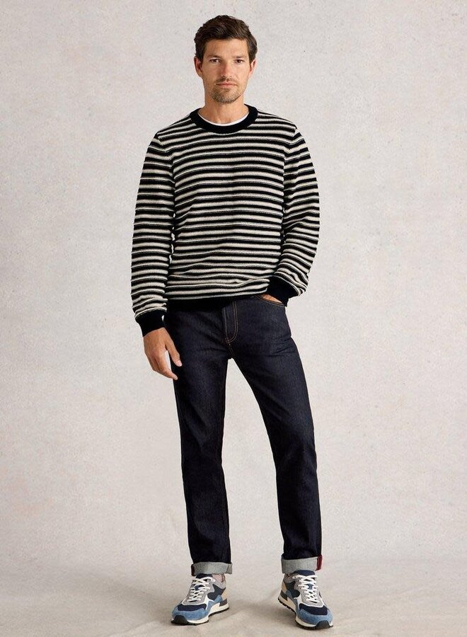 Tricot White Stuff Attadale à col rond rayé bleu marine & blanc