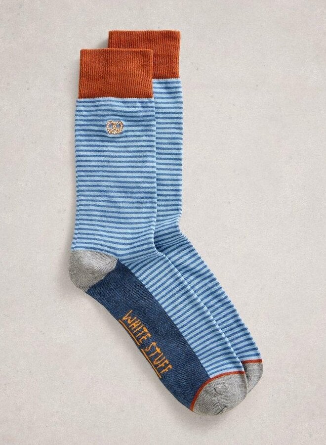 Bas White Stuff Pretzel rayés bleus avec bretzel