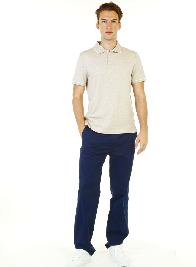 Polo Michael Kors à manches courtes beige mélange bordé blanc