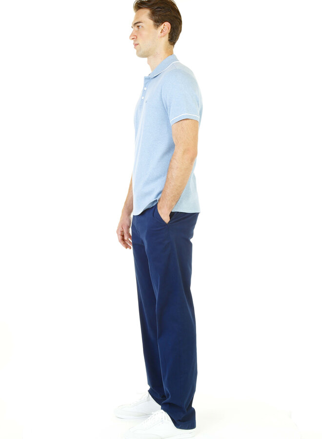 Polo Michael Kors à manches courtes bleu chambray bordé blanc