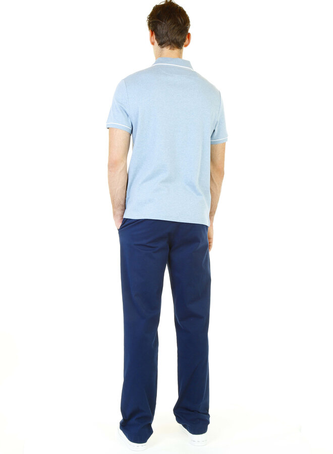 Polo Michael Kors à manches courtes bleu chambray bordé blanc