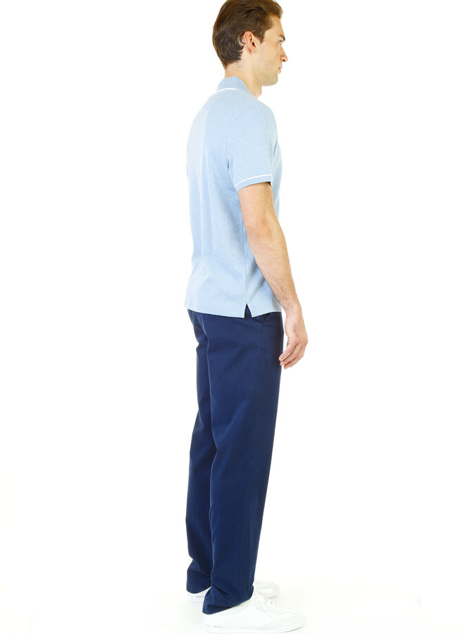 Polo Michael Kors à manches courtes bleu chambray bordé blanc