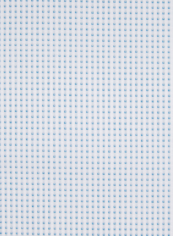 Chemise Michael Kors à manches courtes blanche à petits carrés bleus tissés