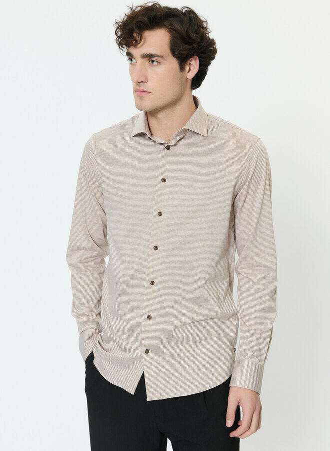 Chemise Matinique Marc pied-de-poule beige taupe plaza