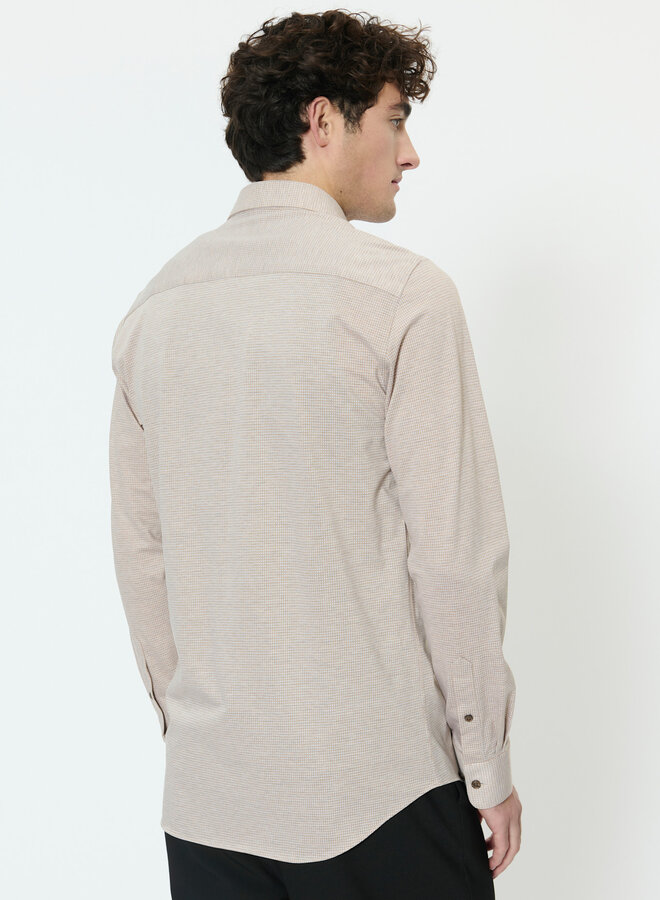 Chemise Matinique Marc pied-de-poule beige taupe plaza