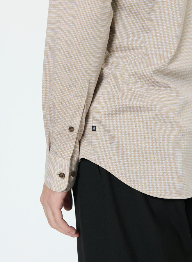 Chemise Matinique Marc pied-de-poule beige taupe plaza