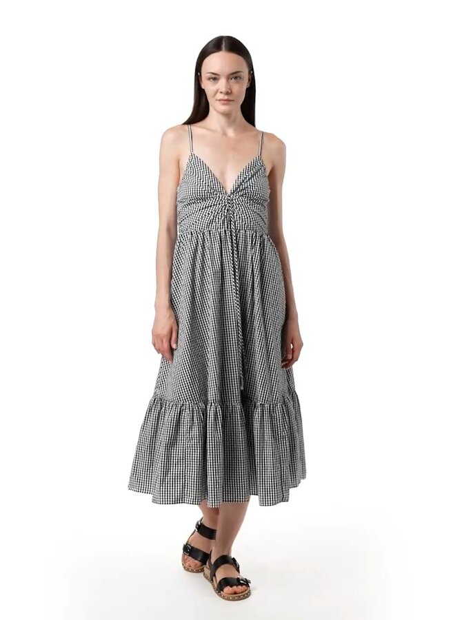 Robe Michael Kors à bretelles fines à carreaux vichy noirs & blancs