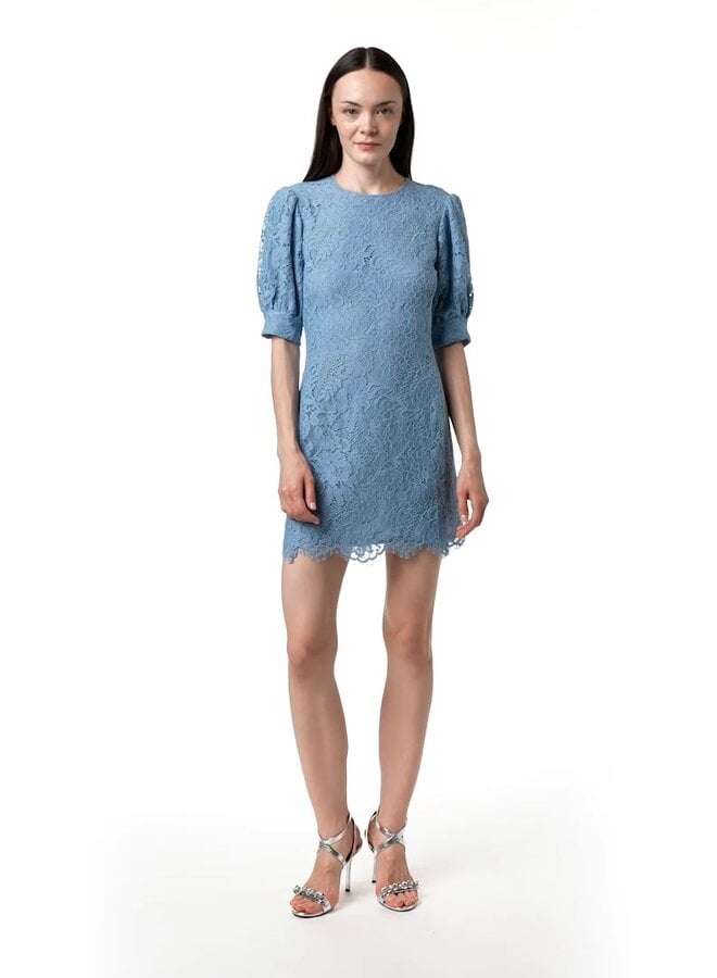 Robe Michael Kors à manches courtes en dentelle bleu ciel