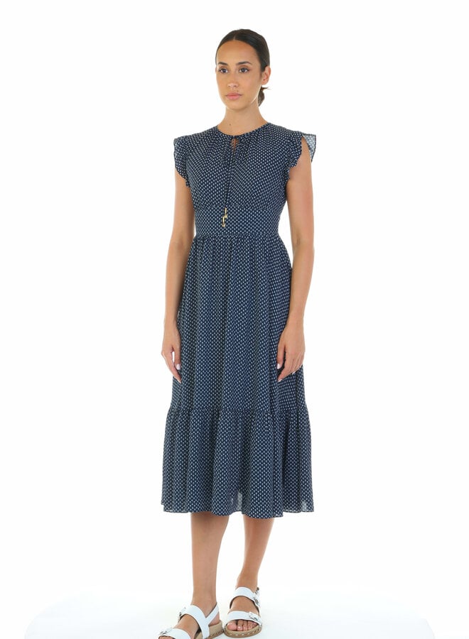 Robe midi Michael Kors sans manches bleu marine imprimée