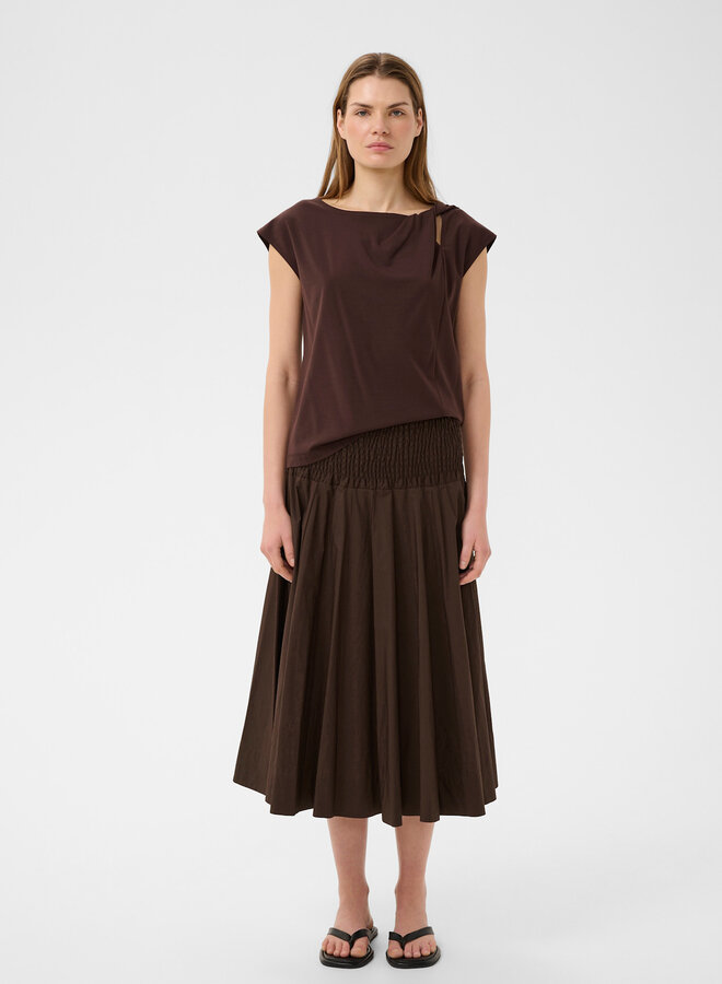 Jupe InWear Raven à taille nid d’abeille brun café