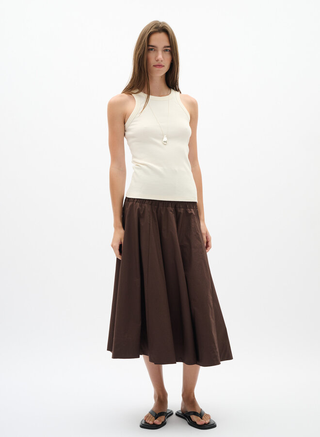 Jupe InWear Raven à taille nid d’abeille brun café