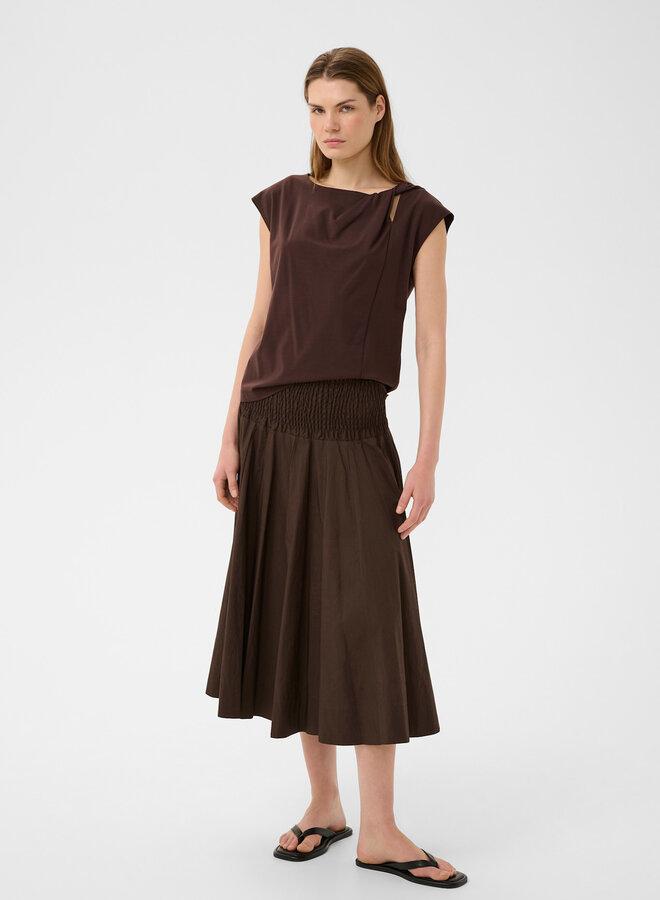 Jupe InWear Raven à taille nid d’abeille brun café