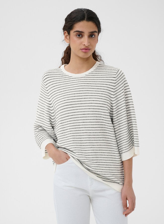 Tricot InWear Nola à manches aux coudes écru rayé noir