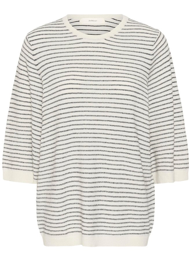 Tricot InWear Nola à manches aux coudes écru rayé noir