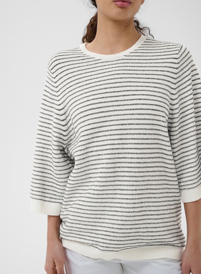 Tricot InWear Nola à manches aux coudes écru rayé noir