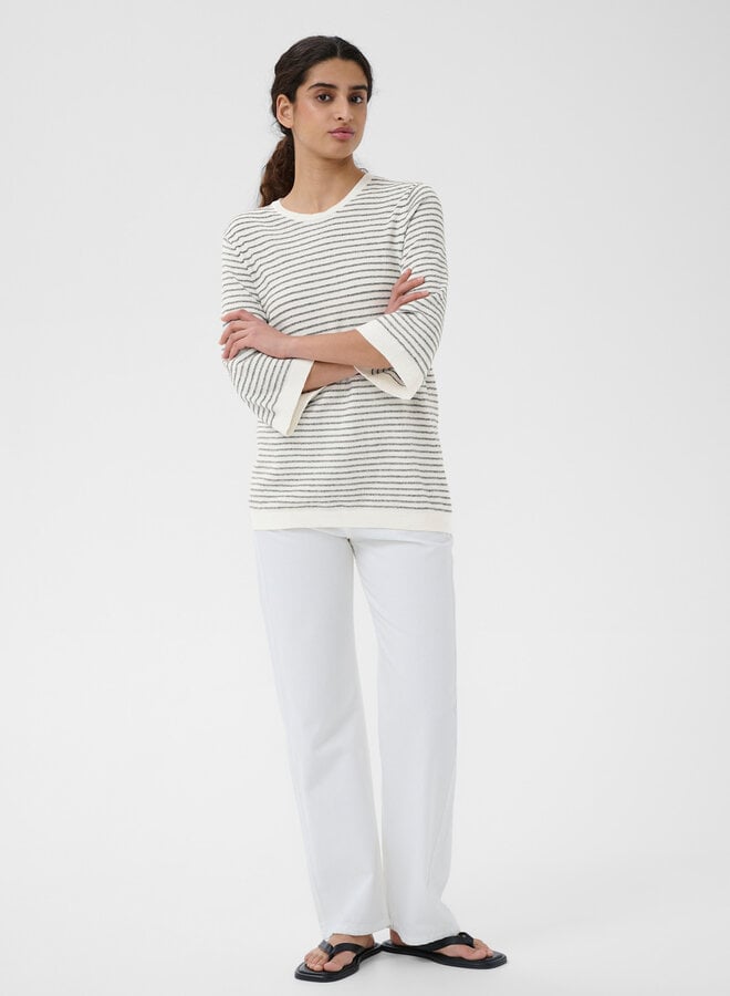 Tricot InWear Nola à manches aux coudes écru rayé noir