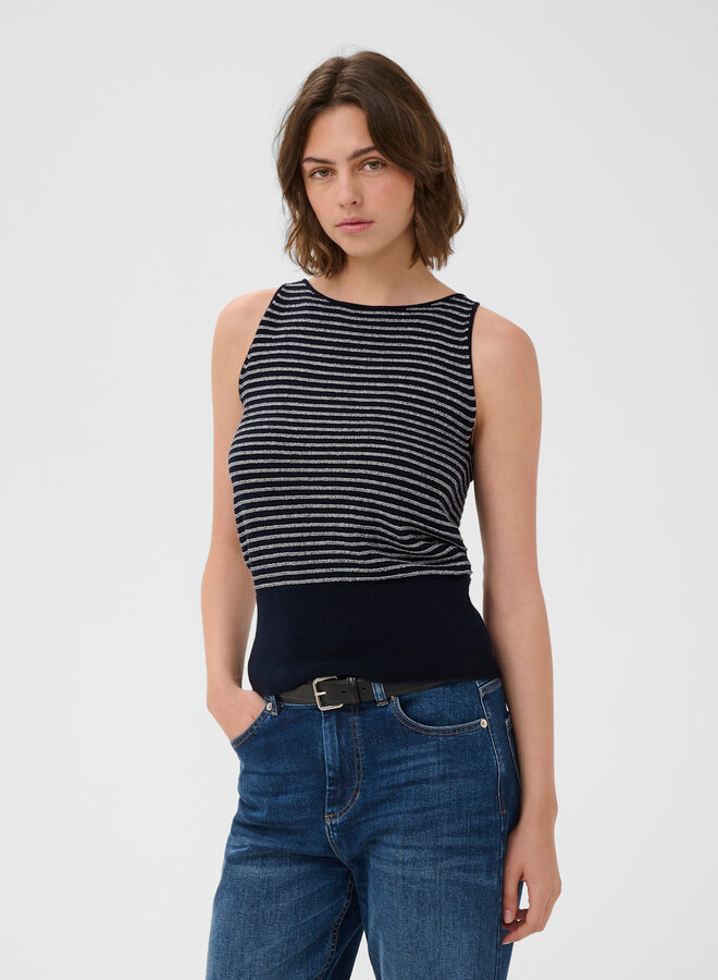 Camisole InWear Nola en tricot bleu marine rayée écrue