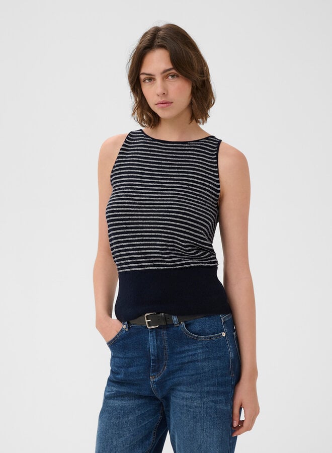 Camisole InWear Nola en tricot bleu marine rayée écrue