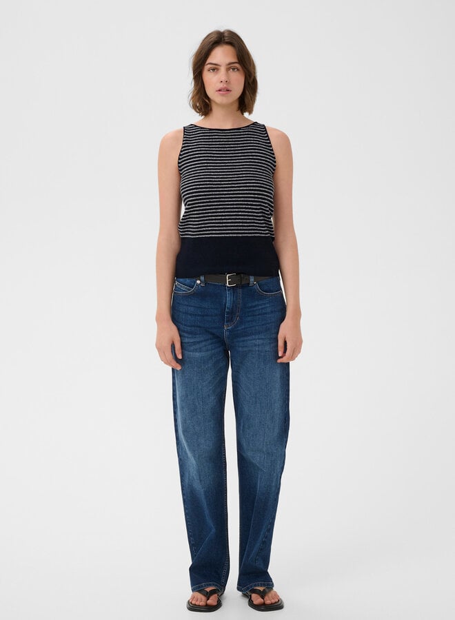 Camisole InWear Nola en tricot bleu marine rayée écrue