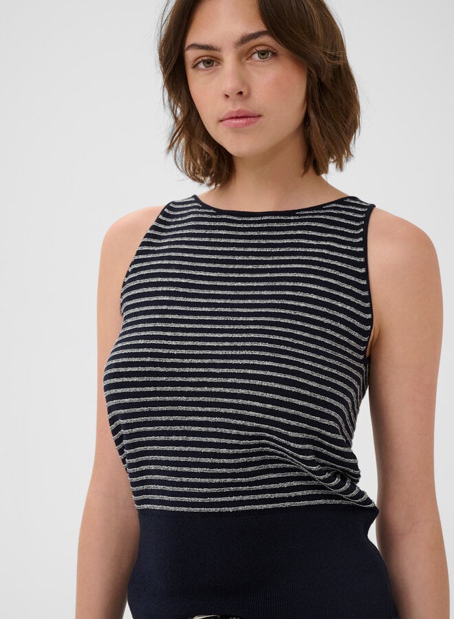 Camisole InWear Nola en tricot bleu marine rayée écrue