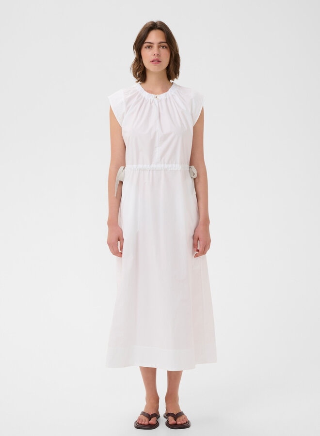 Robe longue InWear Ellin blanche à taille coulissante avec ruban gris pâle