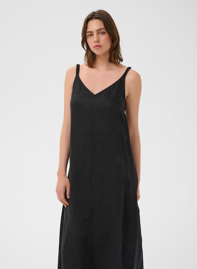 Robe midi InWear Elinor à bretelles & col V en lin noir