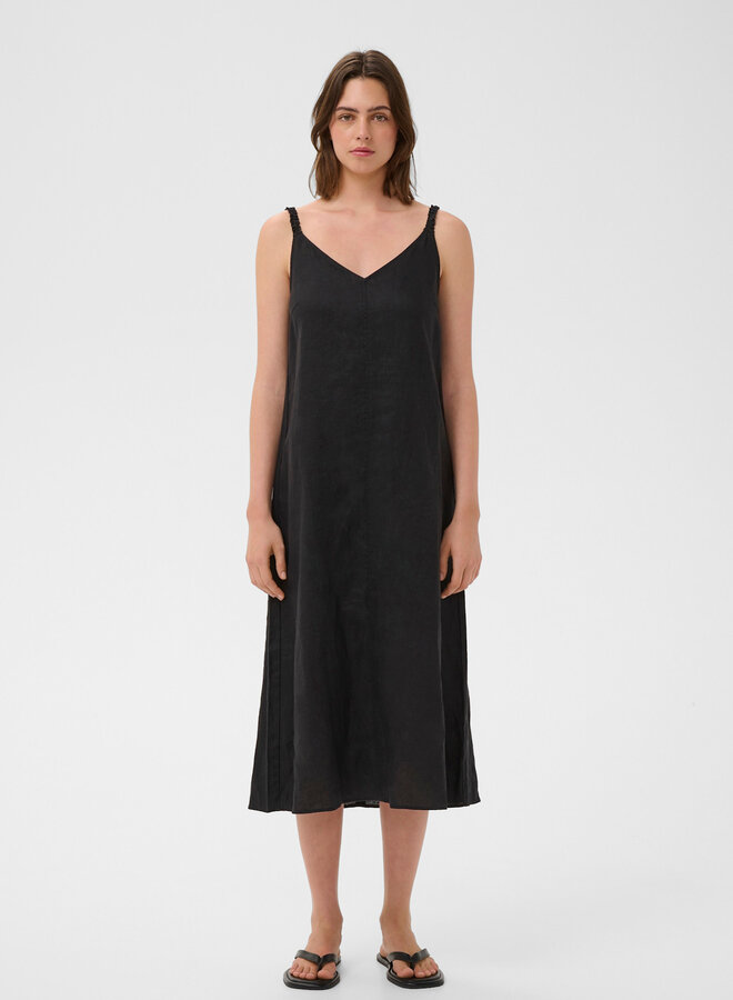 Robe midi InWear Elinor à bretelles & col V en lin noir