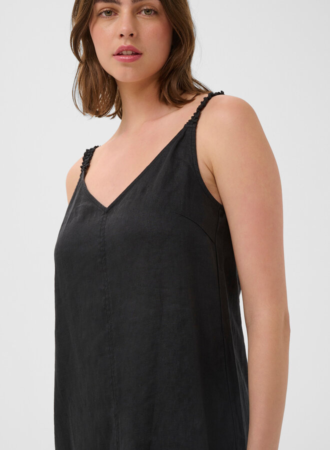 Robe midi InWear Elinor à bretelles & col V en lin noir