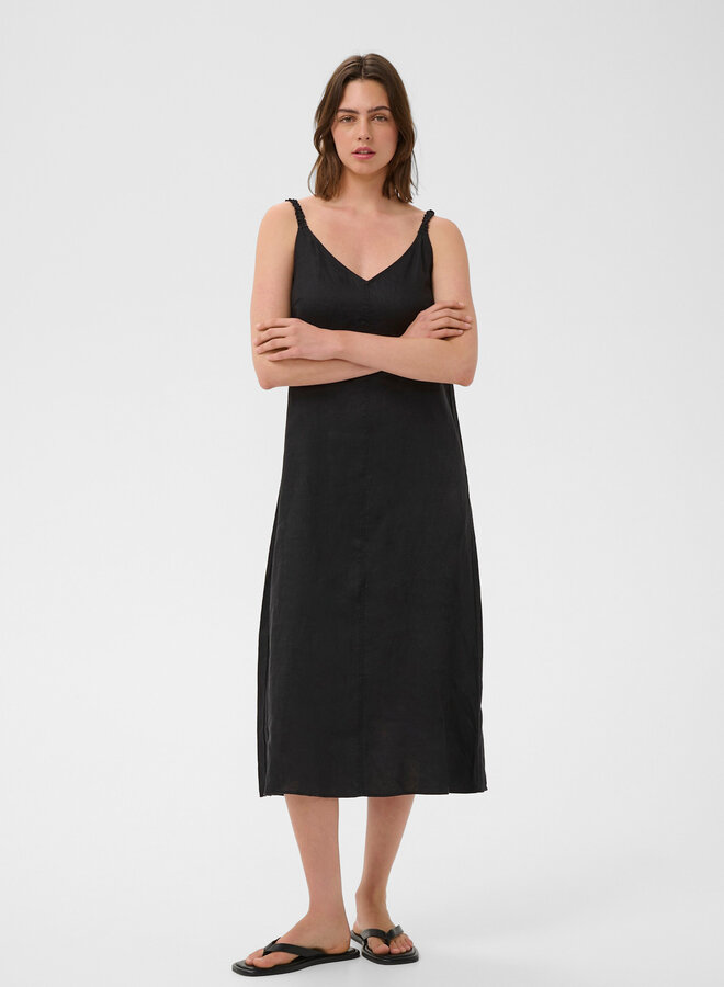 Robe midi InWear Elinor à bretelles & col V en lin noir