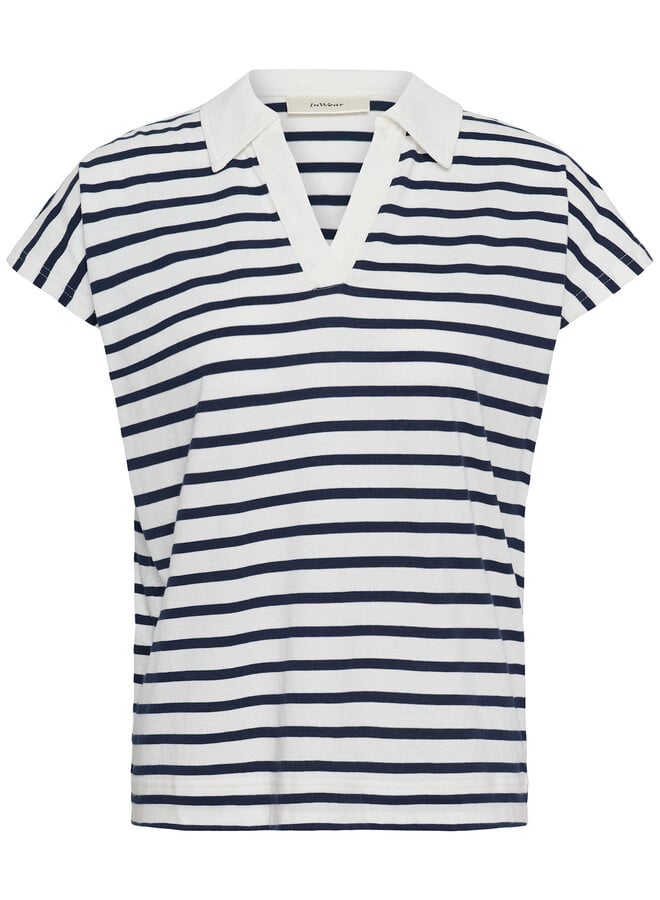Polo InWear Pfia rayé bleu marine & écru