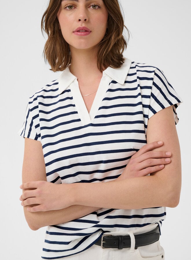 Polo InWear Pfia rayé bleu marine & écru