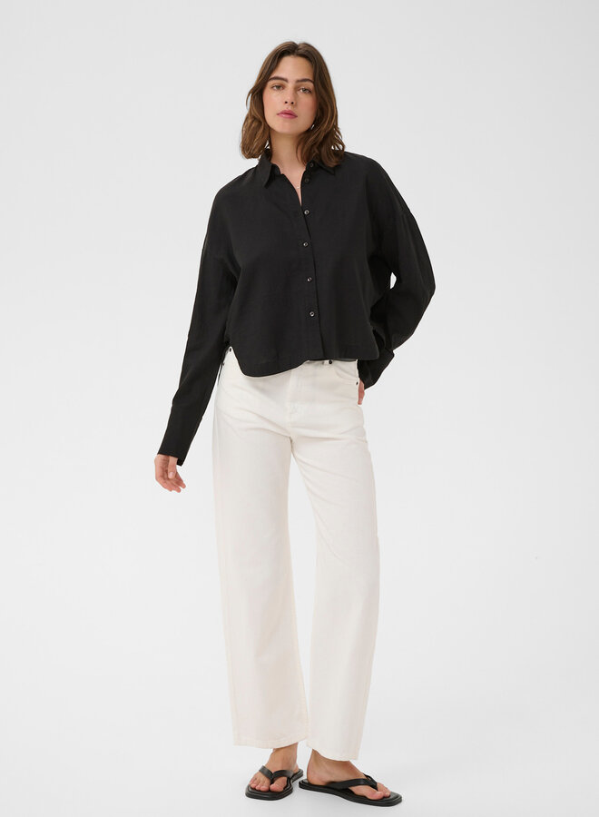 Chemise InWear Lelo à col classique en mélange de lin noire