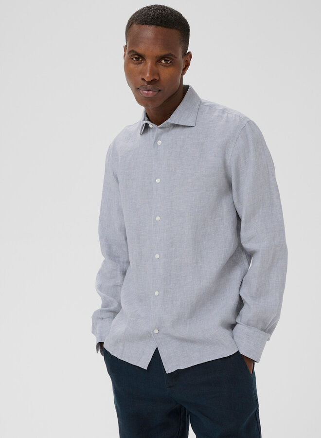 Chemise Matinique Marc en lin gris alizé mélange