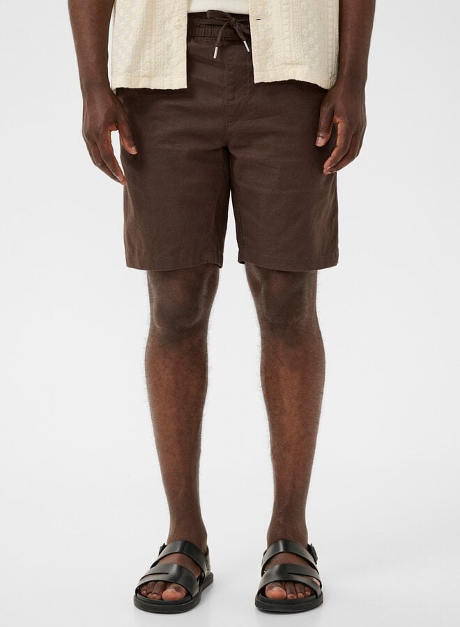 Bermuda Matinique Barton à taille élastique en lin brun chocolat