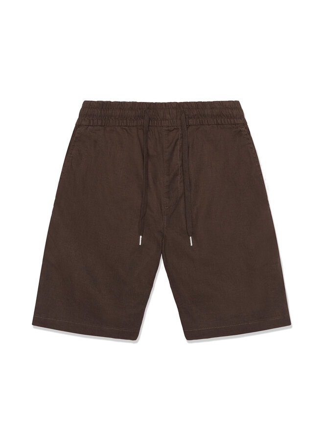 Bermuda Matinique Barton à taille élastique en lin brun chocolat