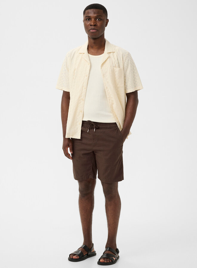 Bermuda Matinique Barton à taille élastique en lin brun chocolat